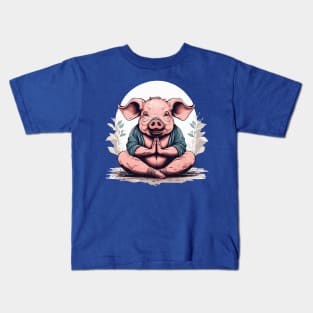 Pig Yoga Namaste National Pig Day Humor Kids T-Shirt